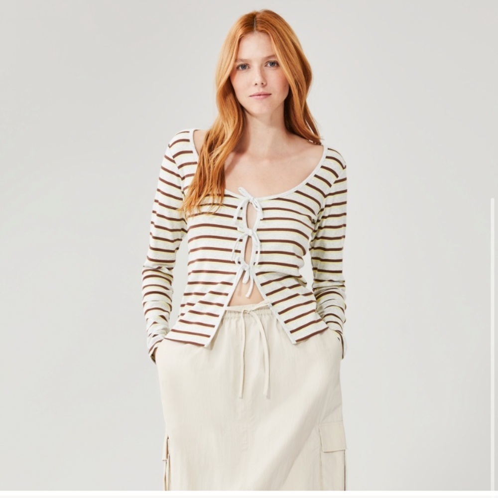 ❄️Joe Fresh Tie Front Long Sleeve Striped Y2K Styled Lightweight Cardigan